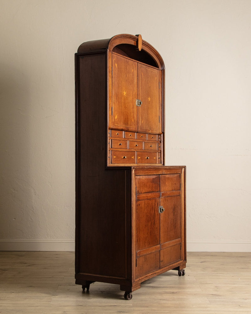 Rare Wood Inlaid Dome Top Doctors Cabinet, Circa 1840 - Lone Fox