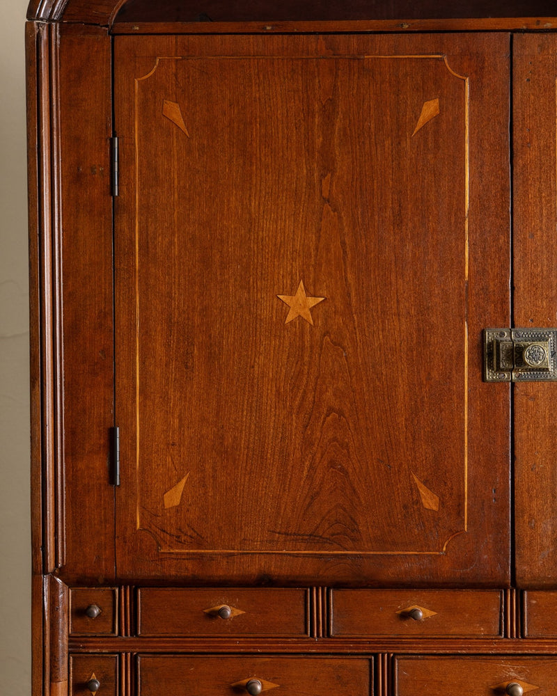 Rare Wood Inlaid Dome Top Doctors Cabinet, Circa 1840 - Lone Fox