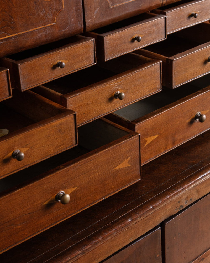 Rare Wood Inlaid Dome Top Doctors Cabinet, Circa 1840 - Lone Fox