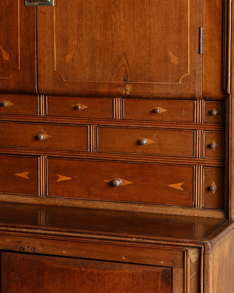 Rare Wood Inlaid Dome Top Doctors Cabinet, Circa 1840 - Lone Fox