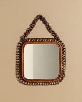 Rattan Framed Mirror with Chain Hanger, Italy, 1970s - Lone Fox