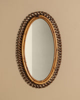 Rattan Oval Mirror Manner of Albini, Italy, 1970s - Lone Fox