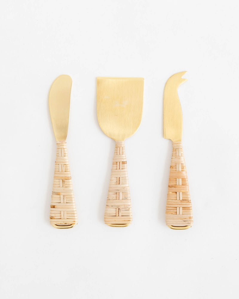 Rattan Wrapped Cheese Knives - Lone Fox