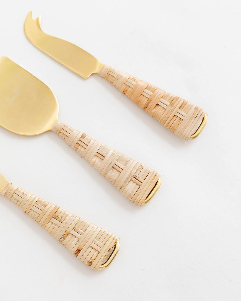 Rattan Wrapped Cheese Knives - Lone Fox