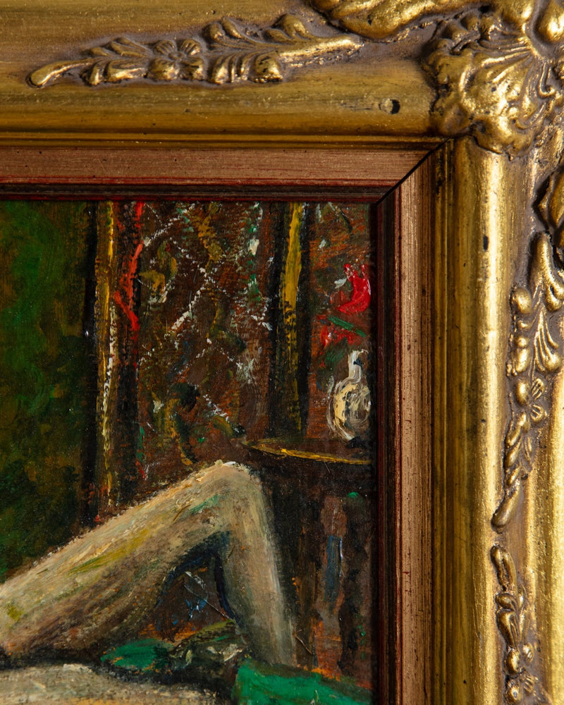 Reclining Nude Oil Painting by Philippe Granat, France, 1940's - Lone Fox