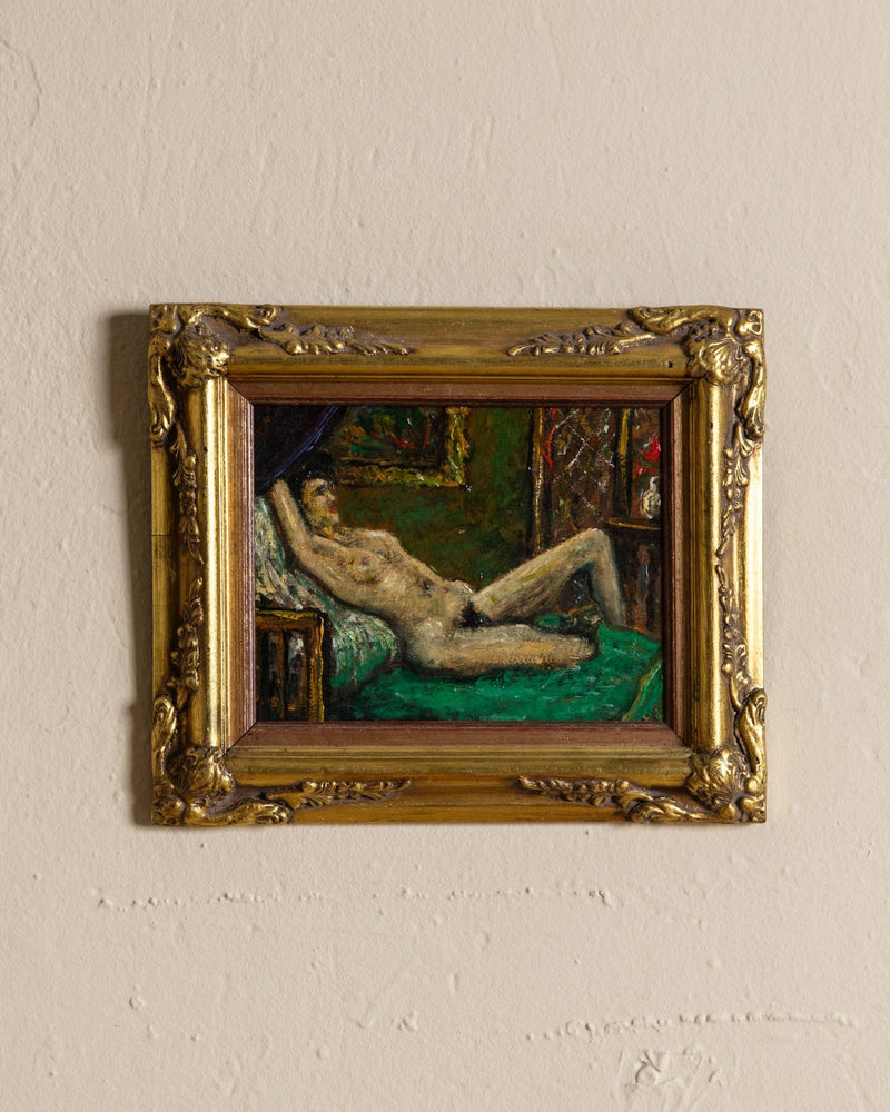 Reclining Nude Oil Painting by Philippe Granat, France, 1940's - Lone Fox