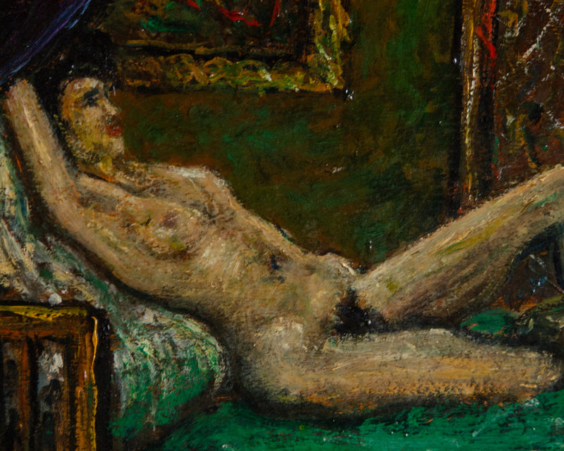 Reclining Nude Oil Painting by Philippe Granat, France, 1940's - Lone Fox