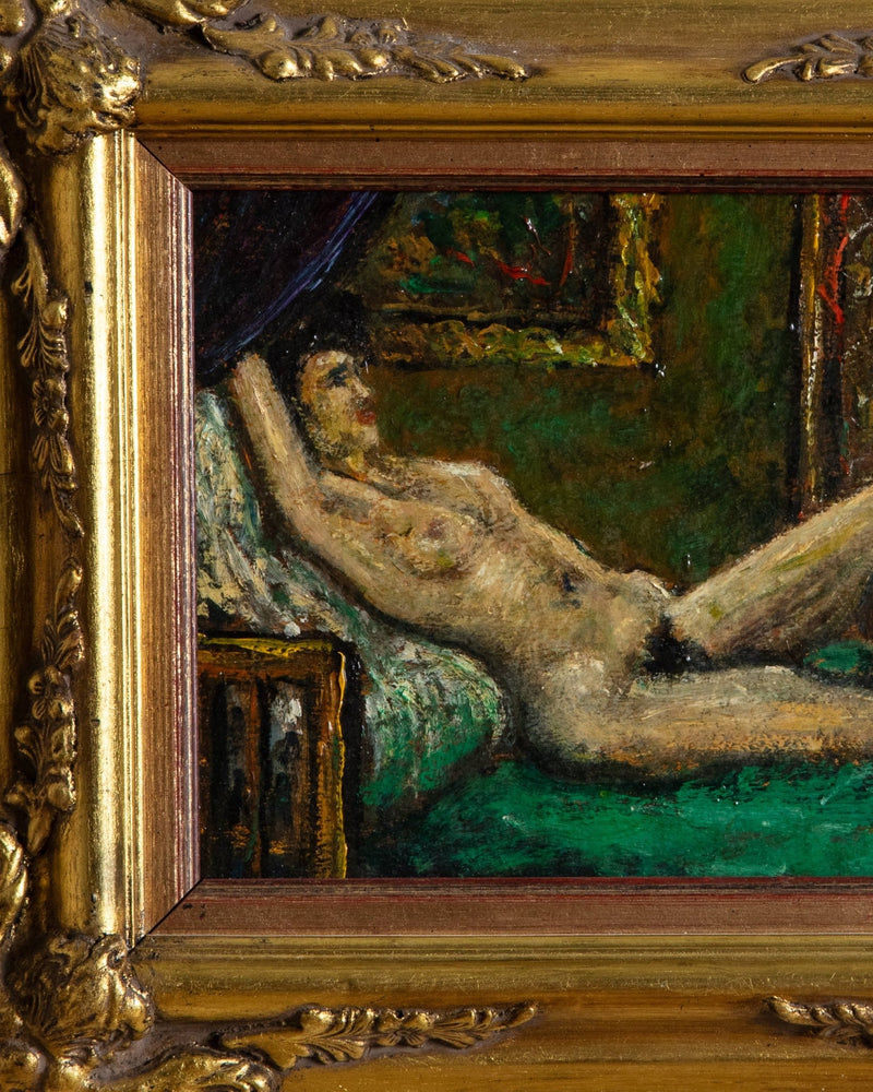 Reclining Nude Oil Painting by Philippe Granat, France, 1940's - Lone Fox
