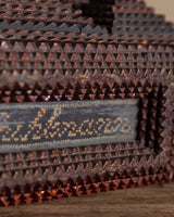 Rectangle Tramp Art Box w/ Crossstitch Panel, 1890's - Lone Fox