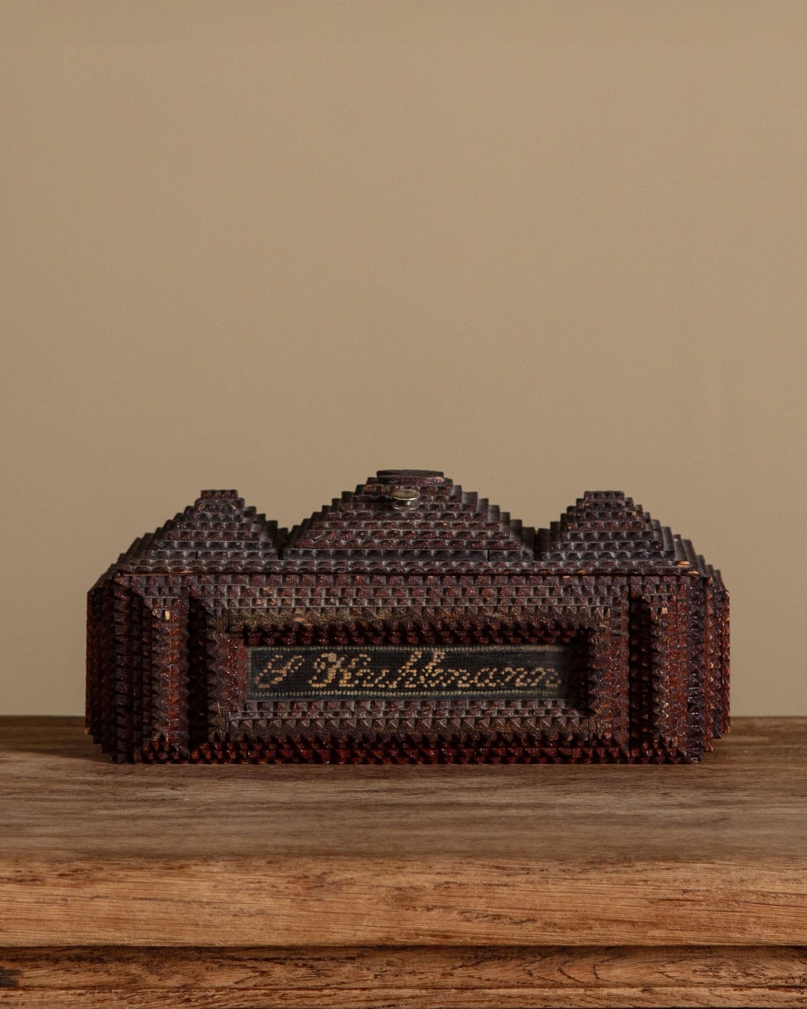 Rectangle Tramp Art Box w/ Crossstitch Panel, 1890's – Lone Fox