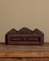 Rectangle Tramp Art Box w/ Crossstitch Panel, 1890's - Lone Fox