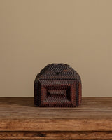 Rectangle Tramp Art Box w/ Crossstitch Panel, 1890's - Lone Fox