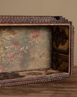 Rectangle Tramp Art Box w/ Crossstitch Panel, 1890's - Lone Fox