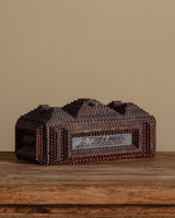 Rectangle Tramp Art Box w/ Crossstitch Panel, 1890's - Lone Fox