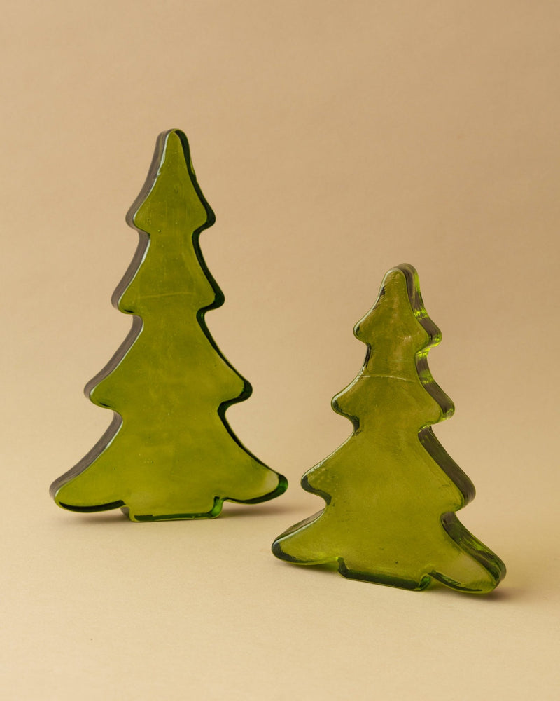 Recycled Hammered Green Glass Trees - Lone Fox