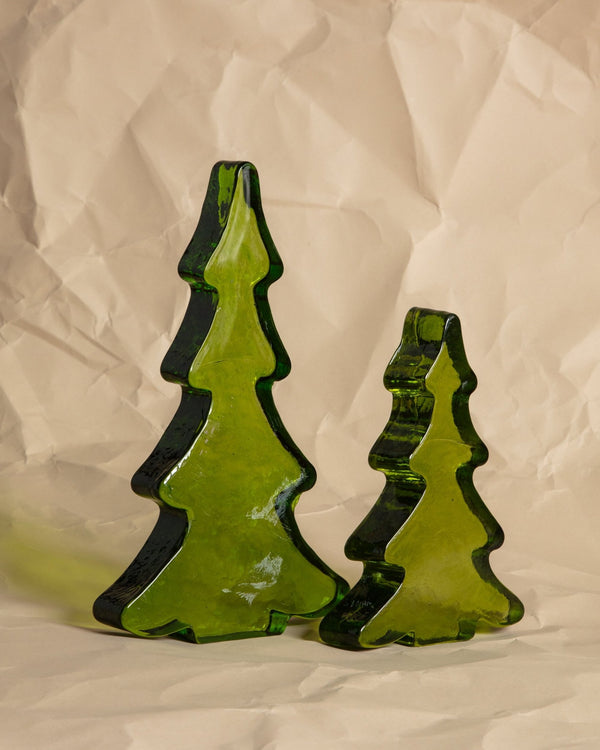 Recycled Hammered Green Glass Trees - Lone Fox