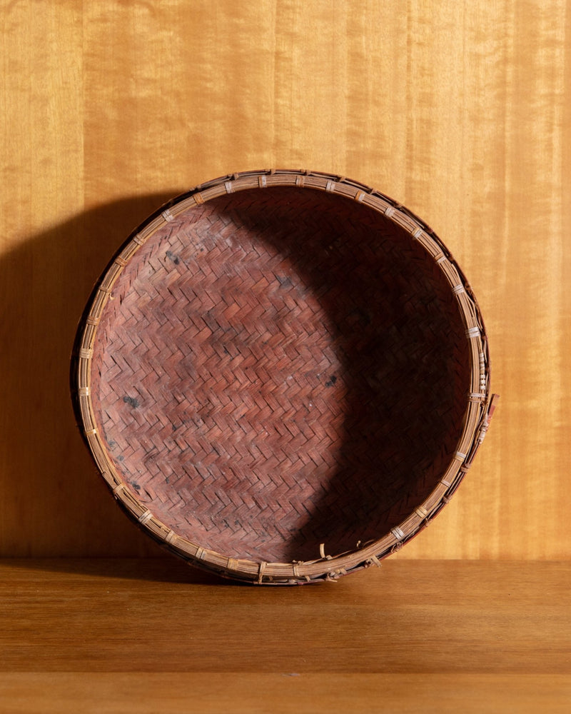 Red & Brown Wicker Basket / Bowl - Lone Fox
