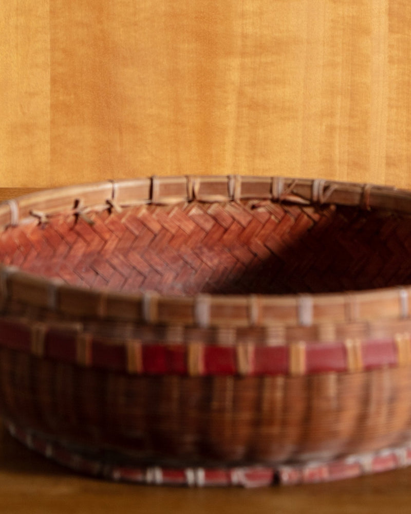 Red & Brown Wicker Basket / Bowl - Lone Fox