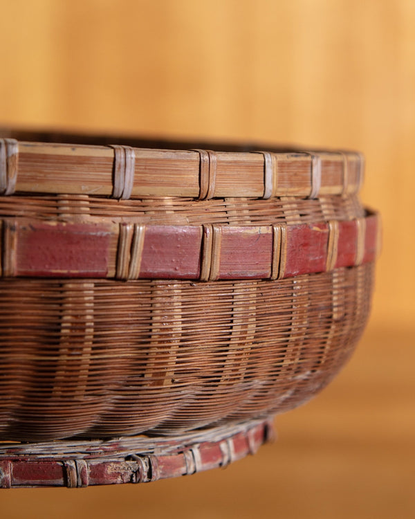 Red & Brown Wicker Basket / Bowl - Lone Fox