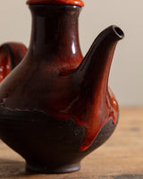 Red Drippy Studio Pottery Teapot, Signed, United States, 1970s - Lone Fox