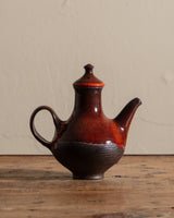 Red Drippy Studio Pottery Teapot, Signed, United States, 1970s - Lone Fox