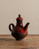 Red Drippy Studio Pottery Teapot, Signed, United States, 1970s - Lone Fox