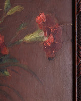 Red Flowers & Inkwell Still Life Oil Painting, European, Late 19th Century - Lone Fox