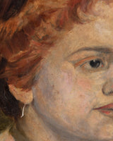 Red Haired Woman Portait Oil Painting, France, Early 1900's - Lone Fox