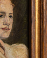 Red Haired Woman Portait Oil Painting, France, Early 1900's - Lone Fox