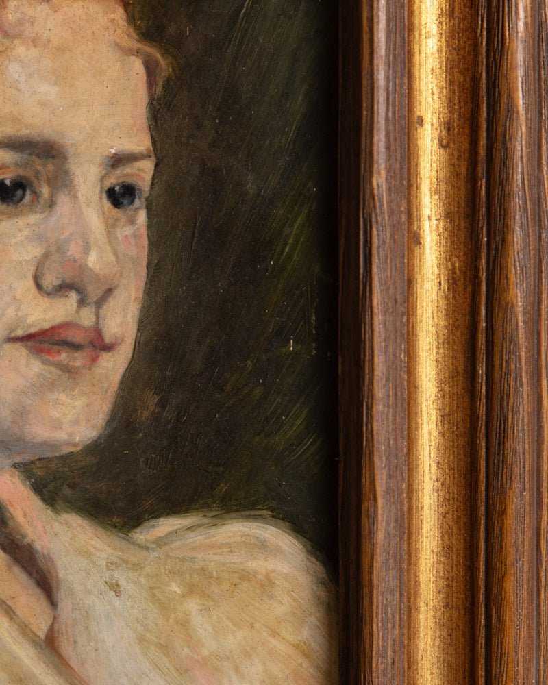 Red Haired Woman Portait Oil Painting, France, Early 1900's - Lone Fox