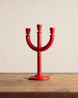 Red Lacquered Wooden Candelabra, Sweden, 1970's - Lone Fox