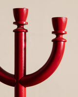 Red Lacquered Wooden Candelabra, Sweden, 1970's - Lone Fox