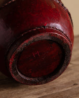 Red Lacquered Wooden Decorative Basket, Asian, Early 20th Century - Lone Fox