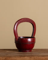 Red Lacquered Wooden Decorative Basket, Asian, Early 20th Century - Lone Fox