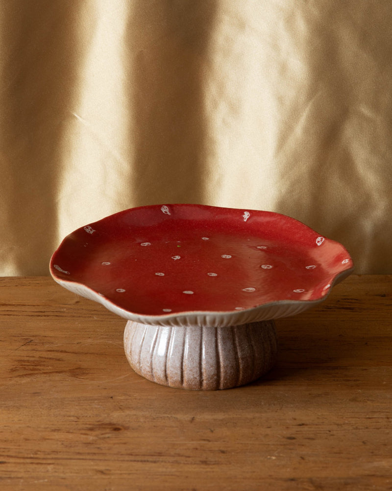 Red Mushroom Pedestal Tray - Lone Fox