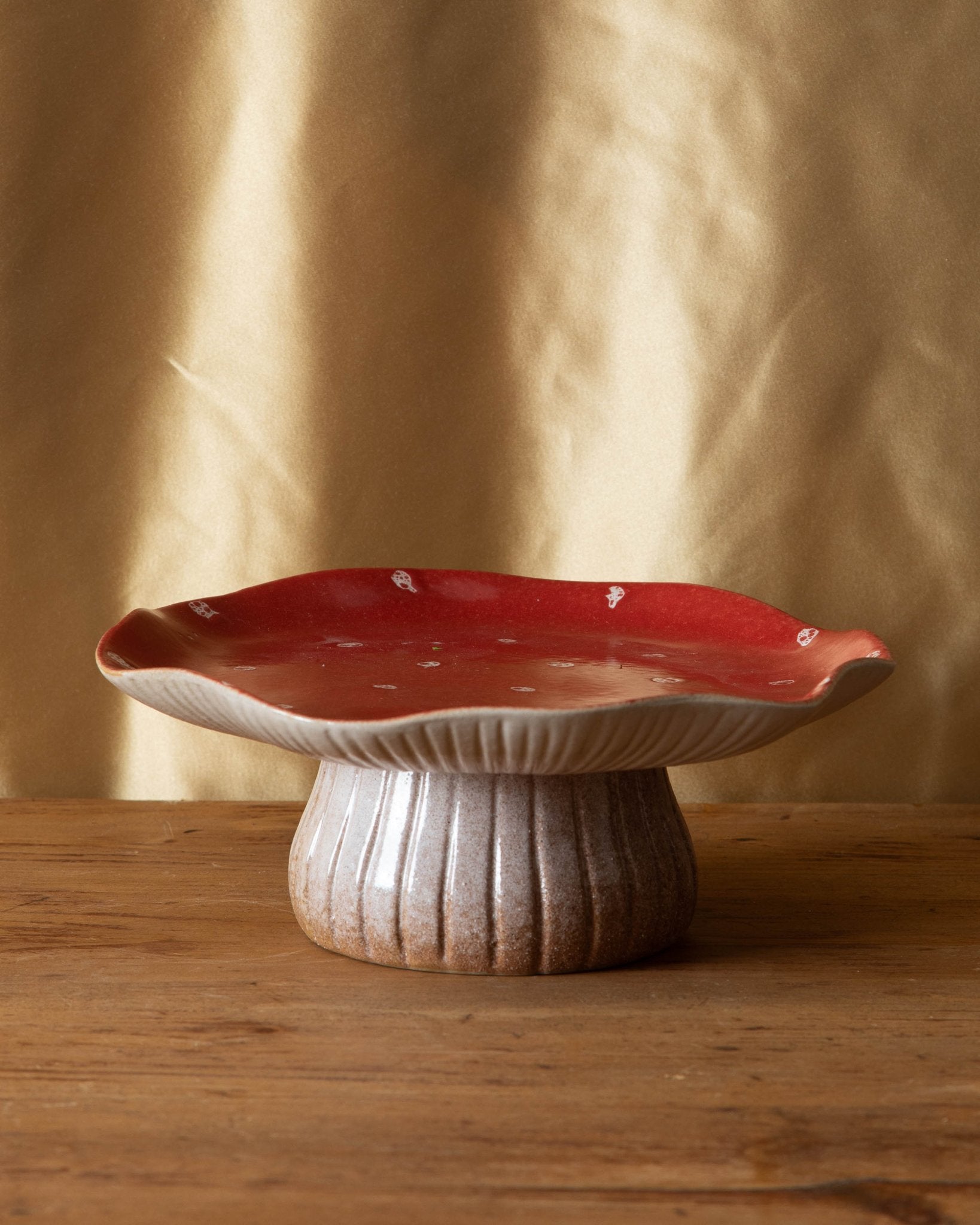 Red Mushroom Pedestal Tray - Lone Fox