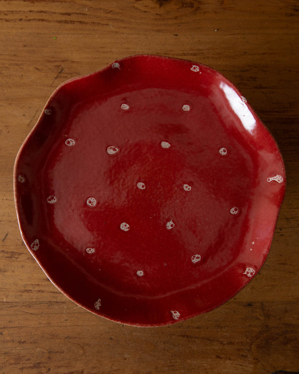 Red Mushroom Pedestal Tray - Lone Fox