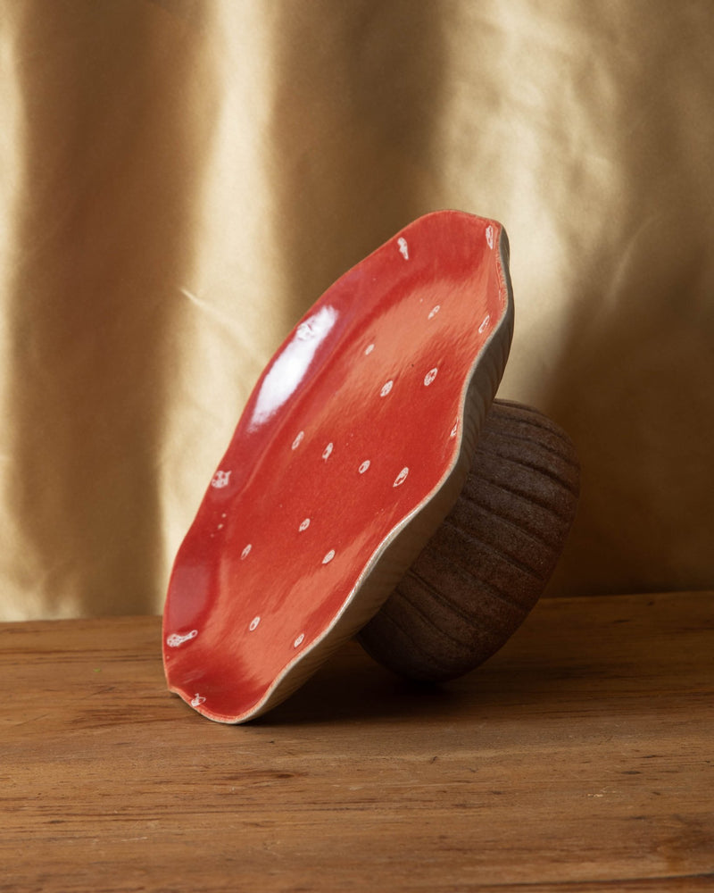 Red Mushroom Pedestal Tray - Lone Fox