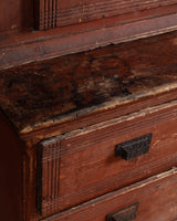 Red Painted Pine Cabinet / Buffet, Scandinavian, Early 19th Century - Lone Fox