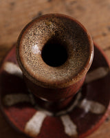 Red Speckled Studio Taper Holder, Signed - Lone Fox