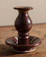 Red Speckled Studio Taper Holder, Signed - Lone Fox