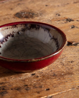 Red Studio Pottery Bowl w/ Crackled Interior - Lone Fox