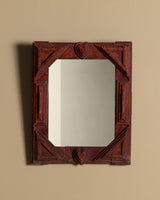 Red Tramp Art Mirror with Hearts Mirror, 19th Century - Lone Fox