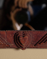 Red Tramp Art Mirror with Hearts Mirror, 19th Century - Lone Fox