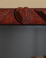 Red Tramp Art Mirror with Hearts Mirror, 19th Century - Lone Fox