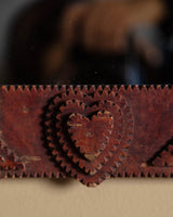 Red Tramp Art Mirror with Hearts Mirror, 19th Century - Lone Fox