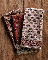 Red Vinyard Kalamkari Cotton Handkerchief / Napkin - Lone Fox