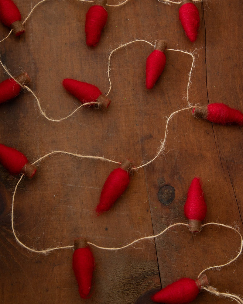 Red Wool String Light Garland - Lone Fox