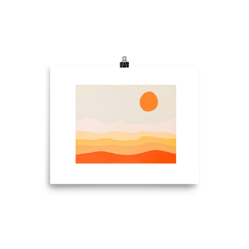 Retro Sunset Art Print - Lone Fox