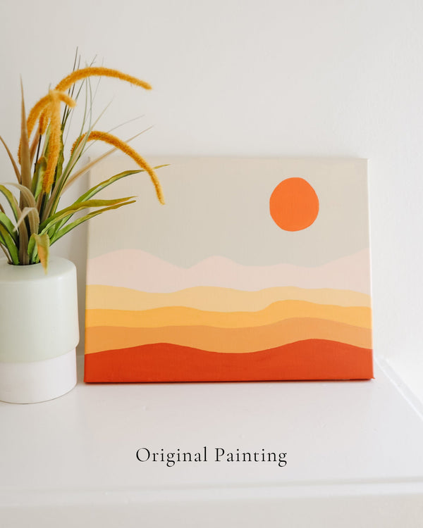 Retro Sunset Art Print - Lone Fox